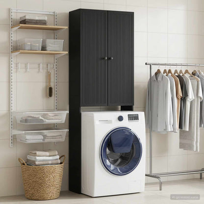 Toilet Cabinet EDE Black 66 x 25.5 x 190 cm Engineered Wood