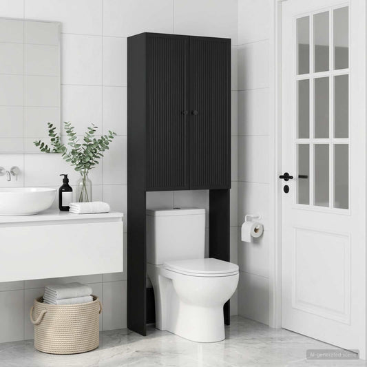 Toilet Cabinet EDE Black 66 x 25.5 x 190 cm Engineered Wood