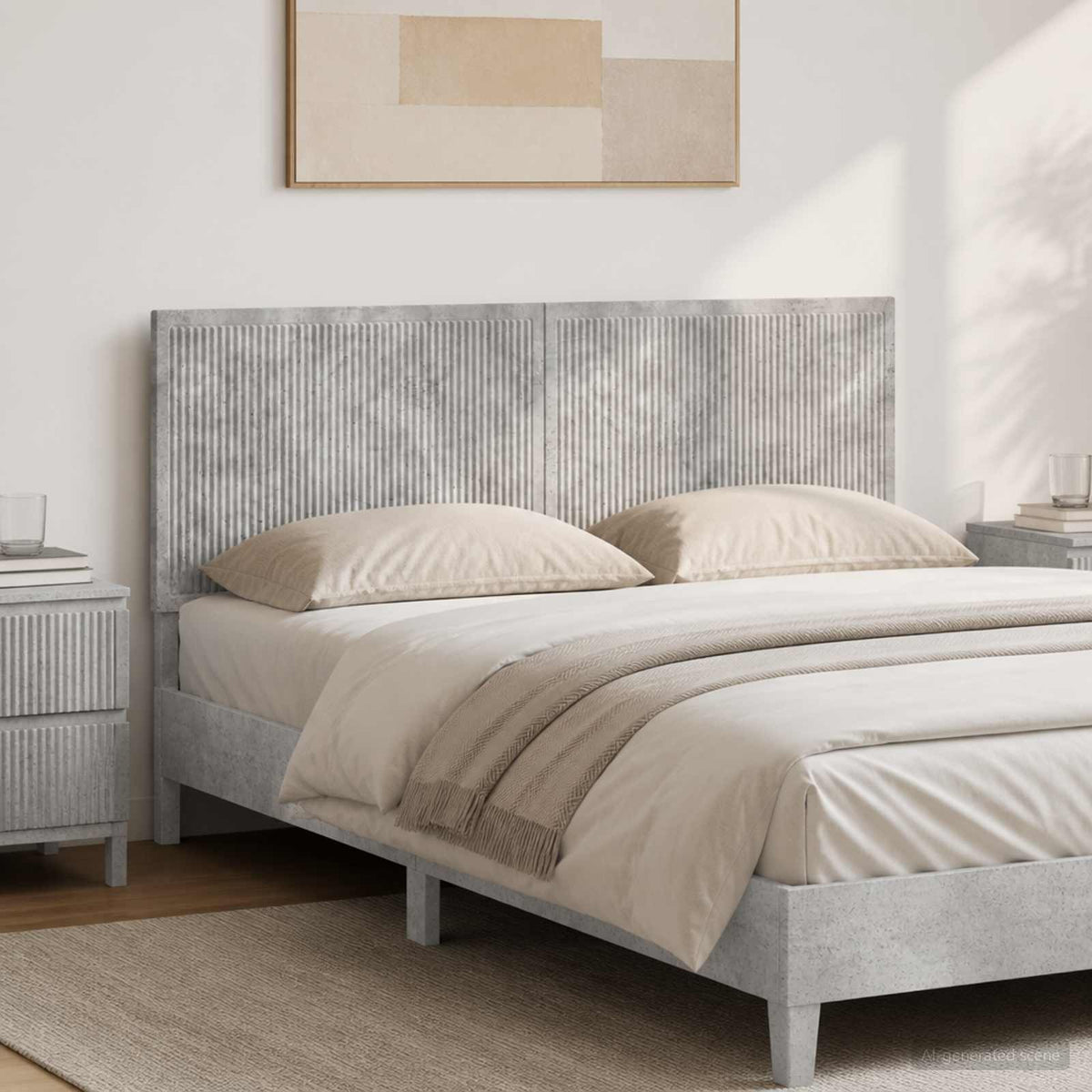 Wall-Mounted Headboard EDE Concrete Grey Engineered Wood