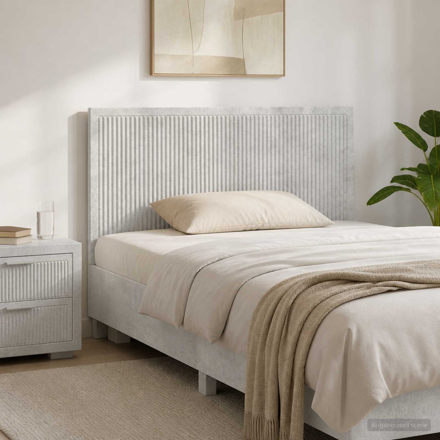 Wall-Mounted Headboard EDE Concrete Grey Engineered Wood