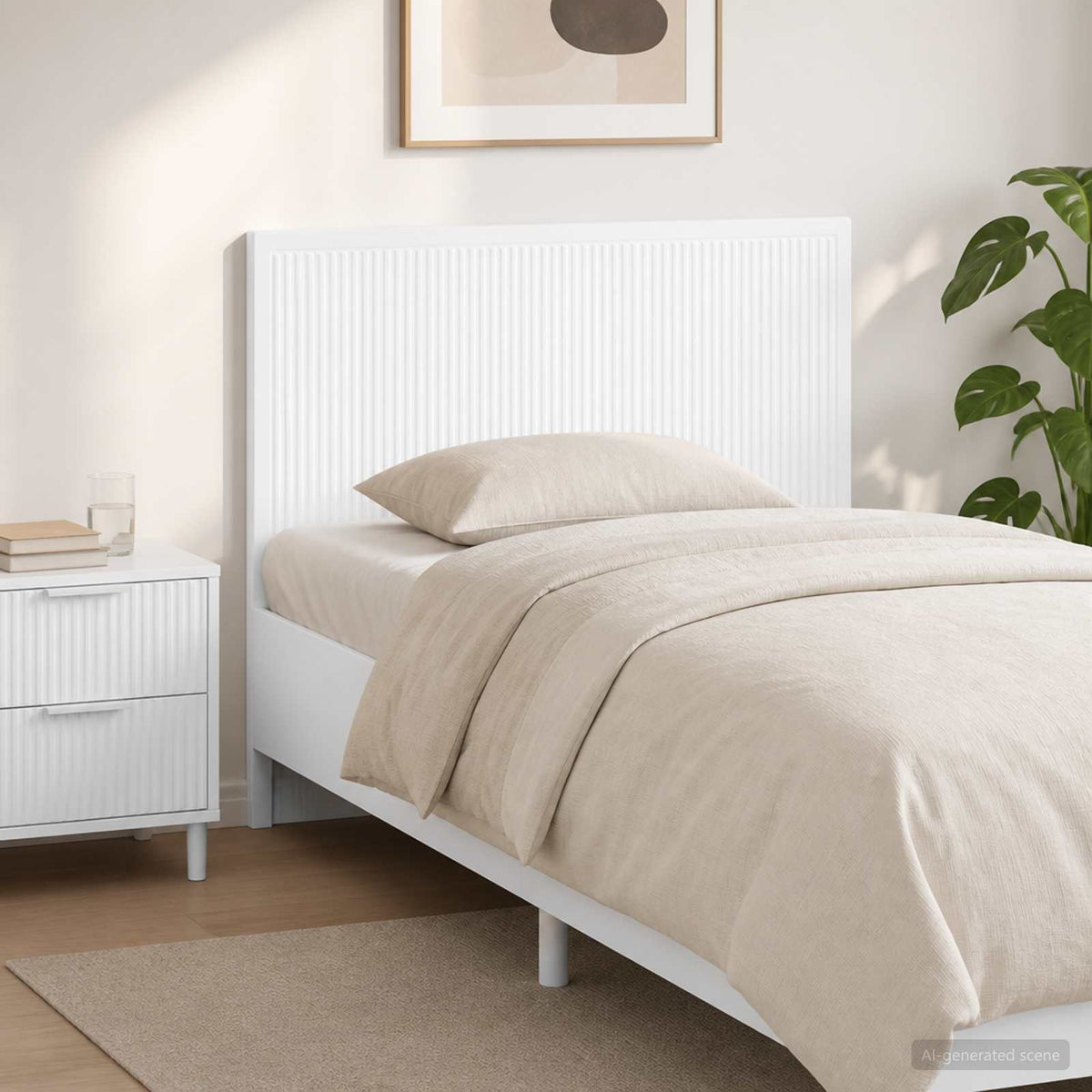 Wall-Mounted Headboard EDE High Gloss White Engineered Wood