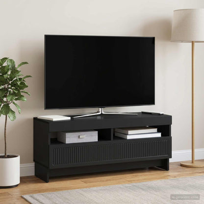LED TV Cabinet Black Engineered Wood