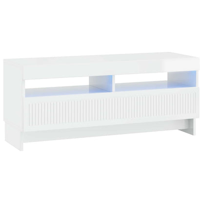 LED TV Cabinet High Gloss White Engineered Wood