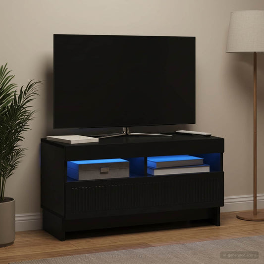 LED TV Cabinet ALKMAAR 81 x 35 x 43 cm Black Engineered Wood