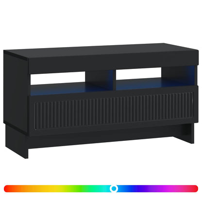 LED TV Cabinet Black Engineered Wood