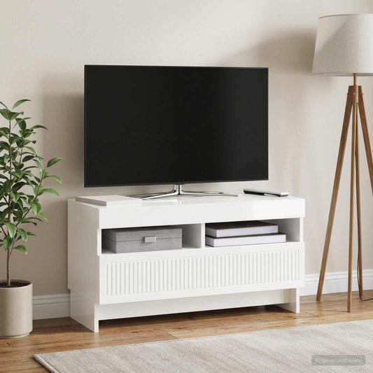 LED TV Cabinet ALKMAAR 81 x 35 x 43 cm High Gloss White