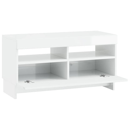 LED TV Cabinet High Gloss White Engineered Wood