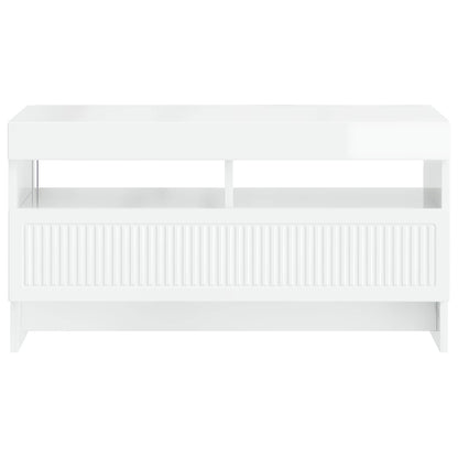 LED TV Cabinet High Gloss White Engineered Wood
