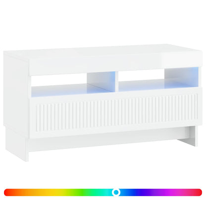 LED TV Cabinet High Gloss White Engineered Wood