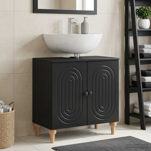 Bathroom Sink Cabinet ALKMAAR Black 59.5 x 31.5x 59 cm