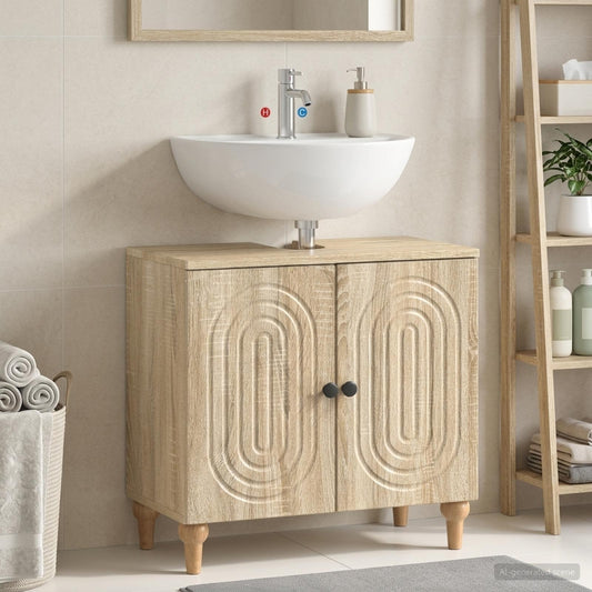 Bathroom Sink Cabinet ALKMAAR Sonoma Oak 59.5 x 31.5x 59 cm