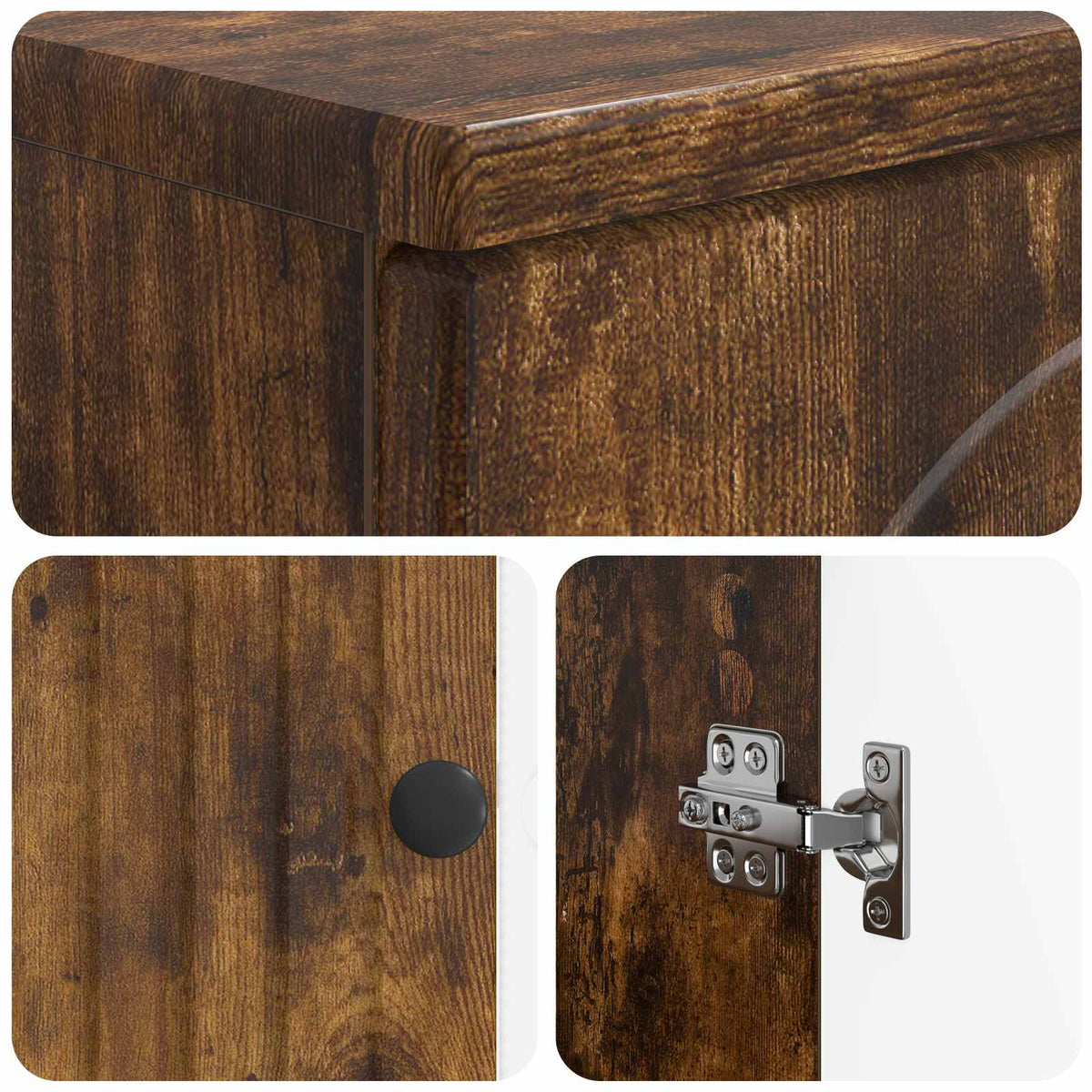 Bathroom Sink Cabinet ALKMAAR Smoked Oak 59.5 x 31.5x 59 cm