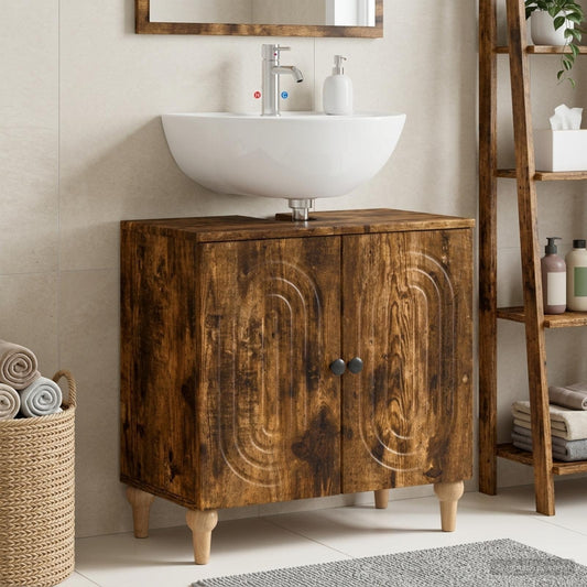 Bathroom Sink Cabinet ALKMAAR Smoked Oak 59.5 x 31.5x 59 cm