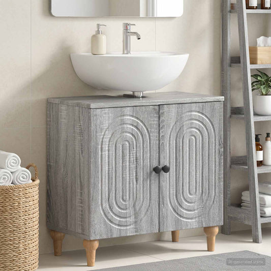 Bathroom Sink Cabinet ALKMAAR Grey Sonoma 59.5 x 31.5x 59 cm