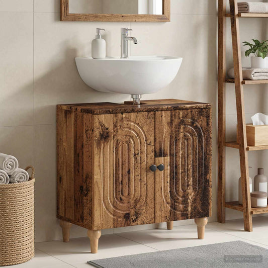 Bathroom Sink Cabinet ALKMAAR Old Wood 59.5 x 31.5x 59 cm