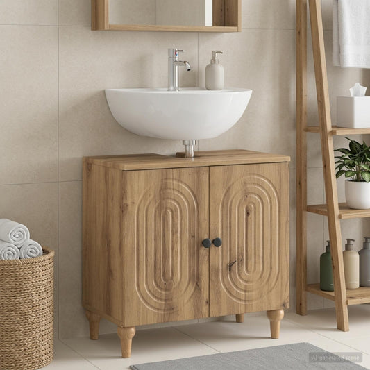 Bathroom Sink Cabinet ALKMAAR Artisan Oak 59.5 x 31.5x 59 cm