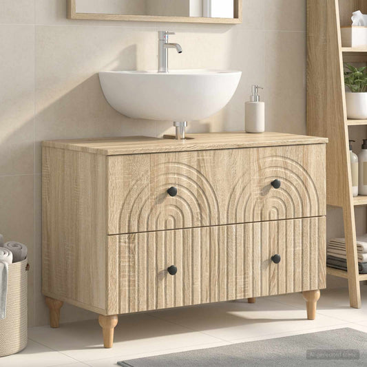 Bathroom Sink Cabinet ALKMAAR Sonoma Oak 82 x 41x 59 cm