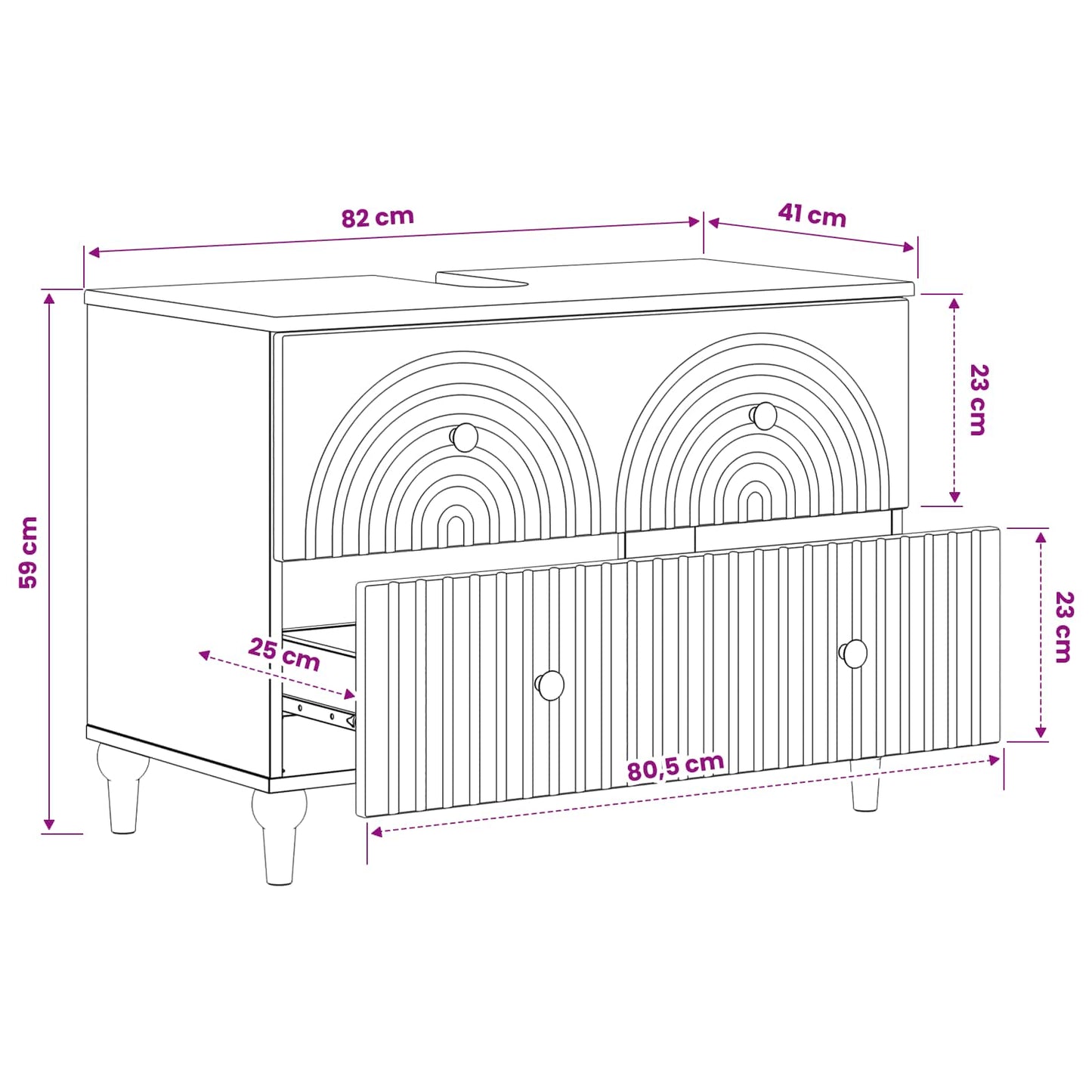 Bathroom Sink Cabinet ALKMAAR Sonoma Oak 82 x 41x 59 cm
