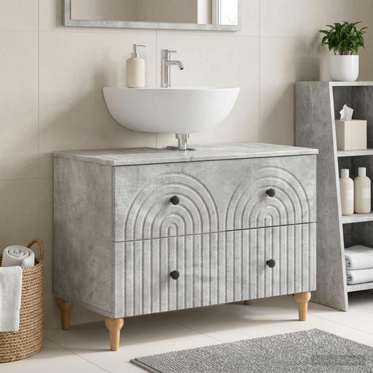 Bathroom Sink Cabinet ALKMAAR Concrete Grey 82 x 41x 59 cm