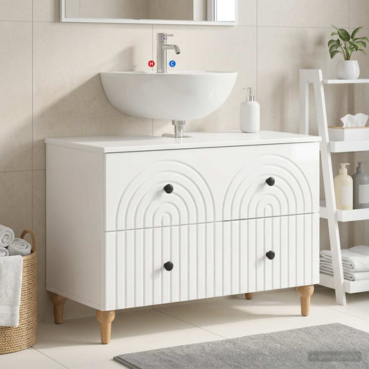 Bathroom Sink Cabinet ALKMAAR High Gloss White 82 x 41x 59 cm