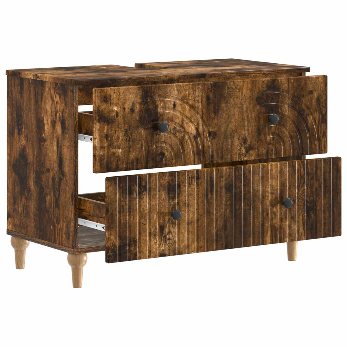 Bathroom Sink Cabinet ALKMAAR Smoked Oak 82 x 41x 59 cm