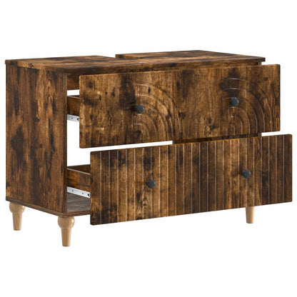Bathroom Sink Cabinet ALKMAAR Smoked Oak 82 x 41x 59 cm