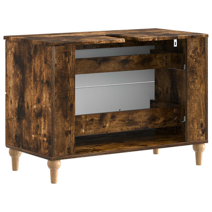 Bathroom Sink Cabinet ALKMAAR Smoked Oak 82 x 41x 59 cm