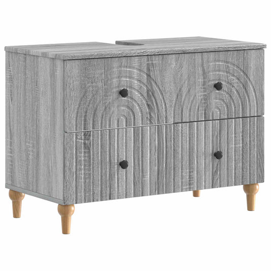 Bathroom Sink Cabinet ALKMAAR Grey Sonoma 82 x 41x 59 cm