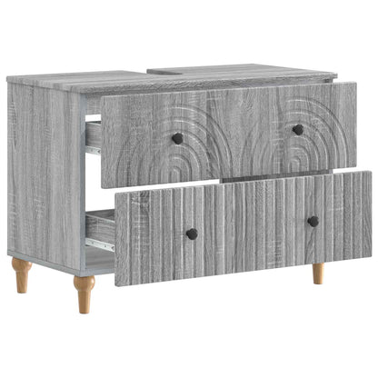 Bathroom Sink Cabinet ALKMAAR Grey Sonoma 82 x 41x 59 cm