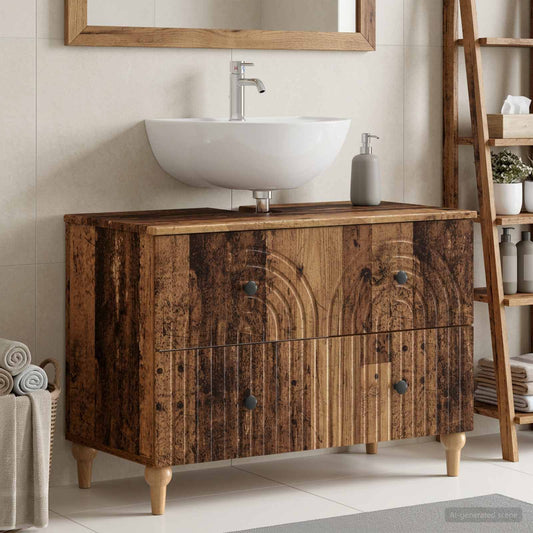 Bathroom Sink Cabinet ALKMAAR Old Wood 82 x 41x 59 cm