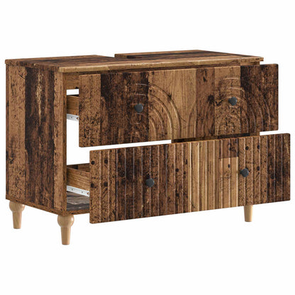 Bathroom Sink Cabinet ALKMAAR Old Wood 82 x 41x 59 cm