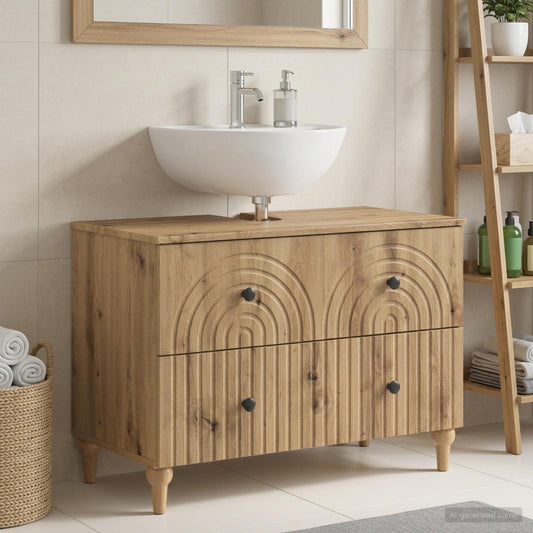 Bathroom Sink Cabinet ALKMAAR Artisan Oak 82 x 41x 59 cm