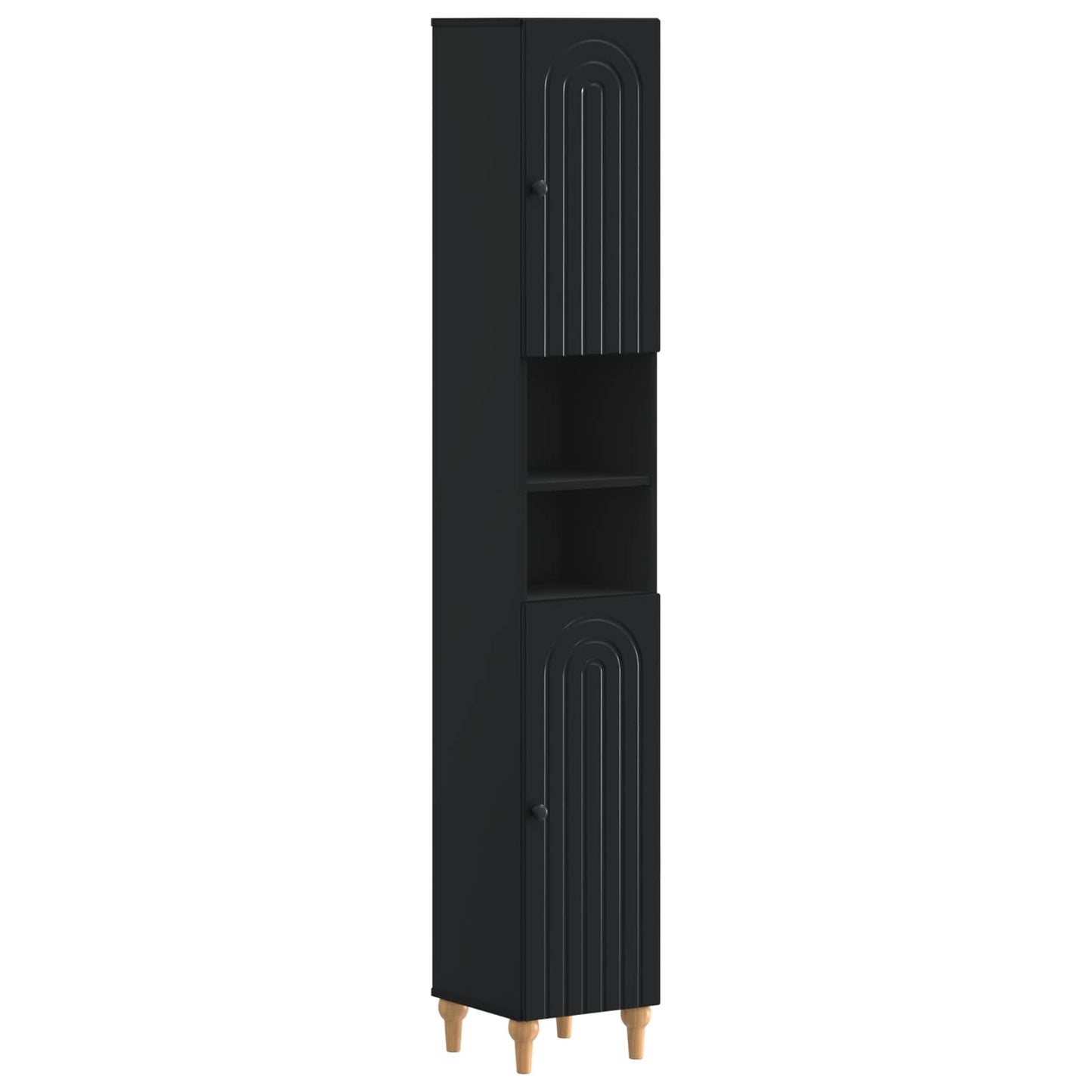 Bathroom Cabinet with Open Shelf ALKMAAR Black 30 x 31 x 190 cm