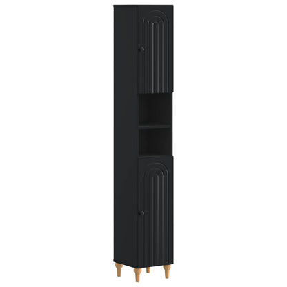 Bathroom Cabinet with Open Shelf ALKMAAR Black 30 x 31 x 190 cm