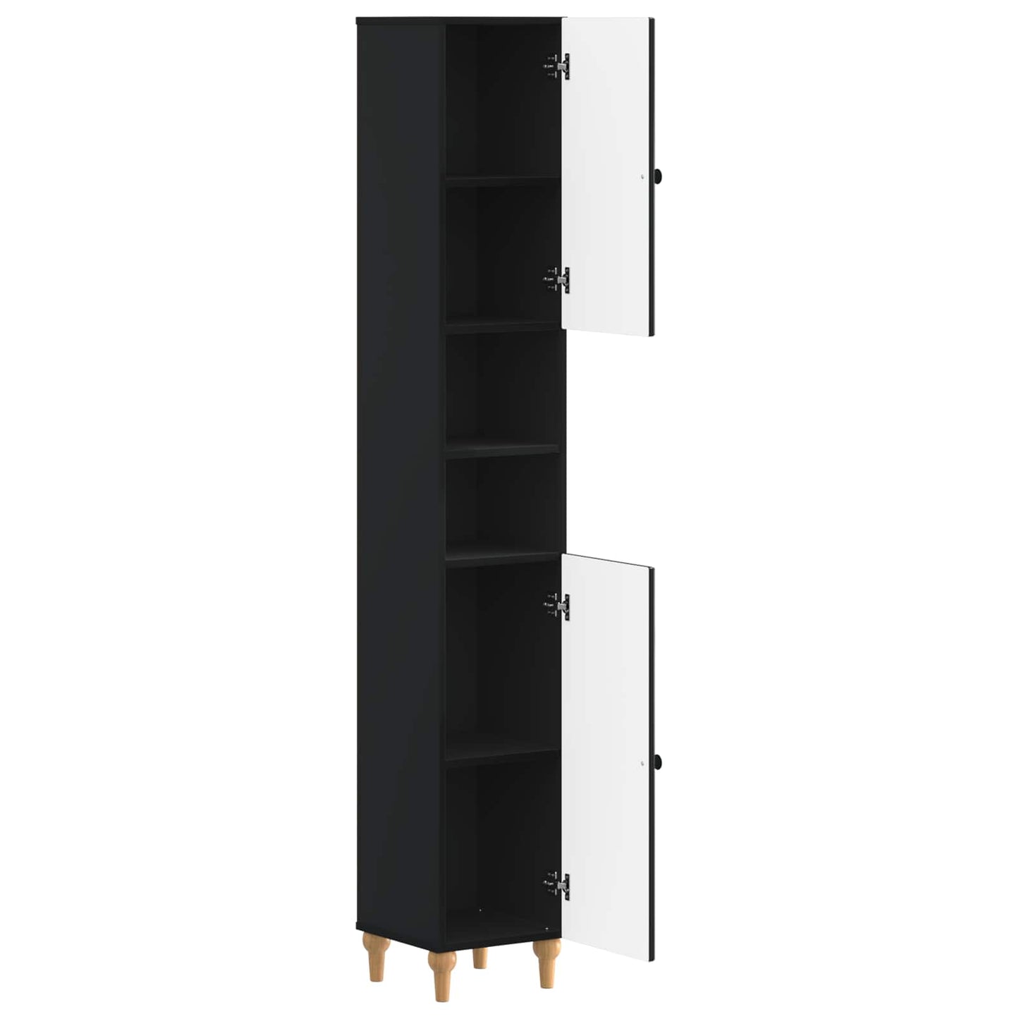 Bathroom Cabinet with Open Shelf ALKMAAR Black 30 x 31 x 190 cm