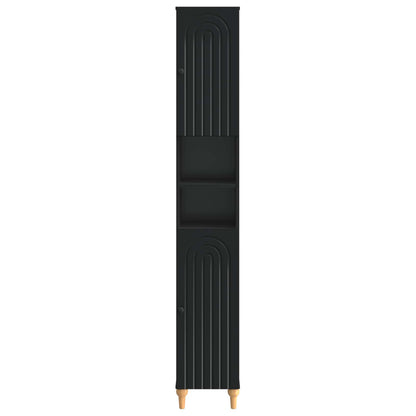 Bathroom Cabinet with Open Shelf ALKMAAR Black 30 x 31 x 190 cm