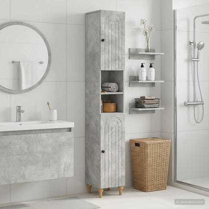 Bathroom Cabinet with Open Shelf ALKMAAR Concrete Grey
