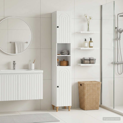 Bathroom Cabinet with Open Shelf ALKMAAR High Gloss White