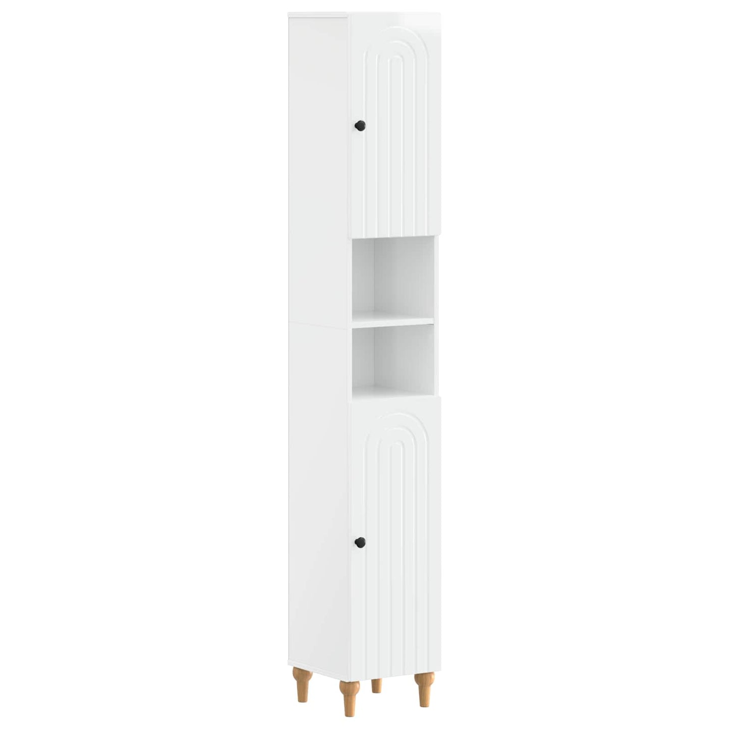 Bathroom Cabinet with Open Shelf ALKMAAR High Gloss White