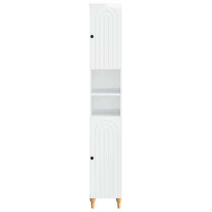 Bathroom Cabinet with Open Shelf ALKMAAR High Gloss White