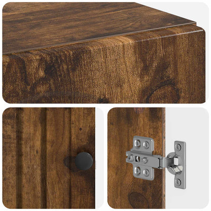 Bathroom Cabinet with Open Shelf ALKMAAR Smoked Oak