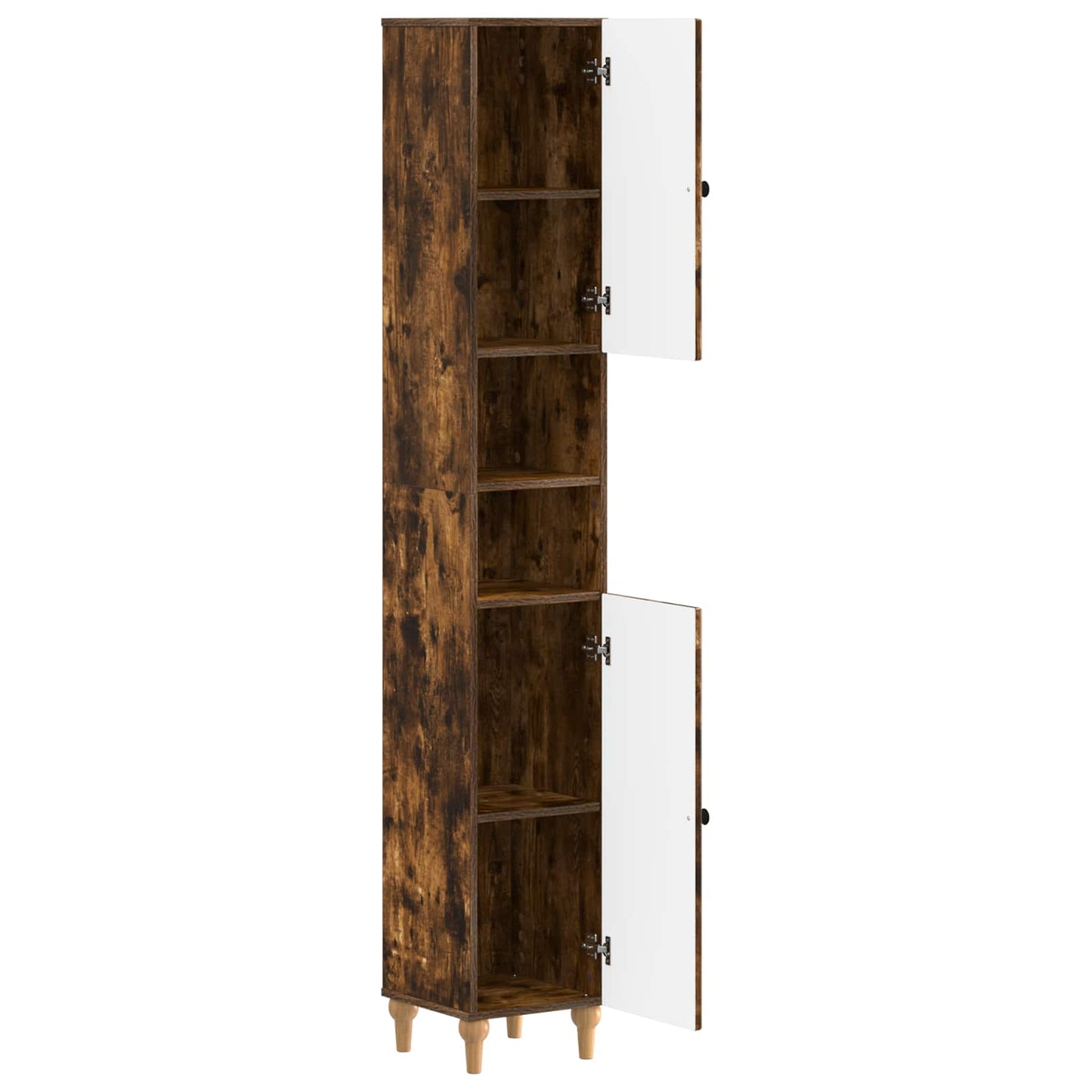 Bathroom Cabinet with Open Shelf ALKMAAR Smoked Oak