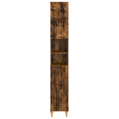 Bathroom Cabinet with Open Shelf ALKMAAR Smoked Oak