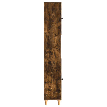 Bathroom Cabinet with Open Shelf ALKMAAR Smoked Oak