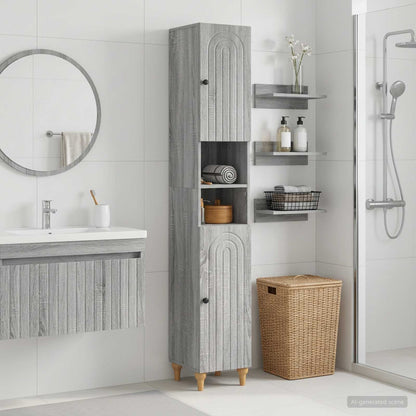 Bathroom Cabinet with Open Shelf ALKMAAR Grey Sonoma