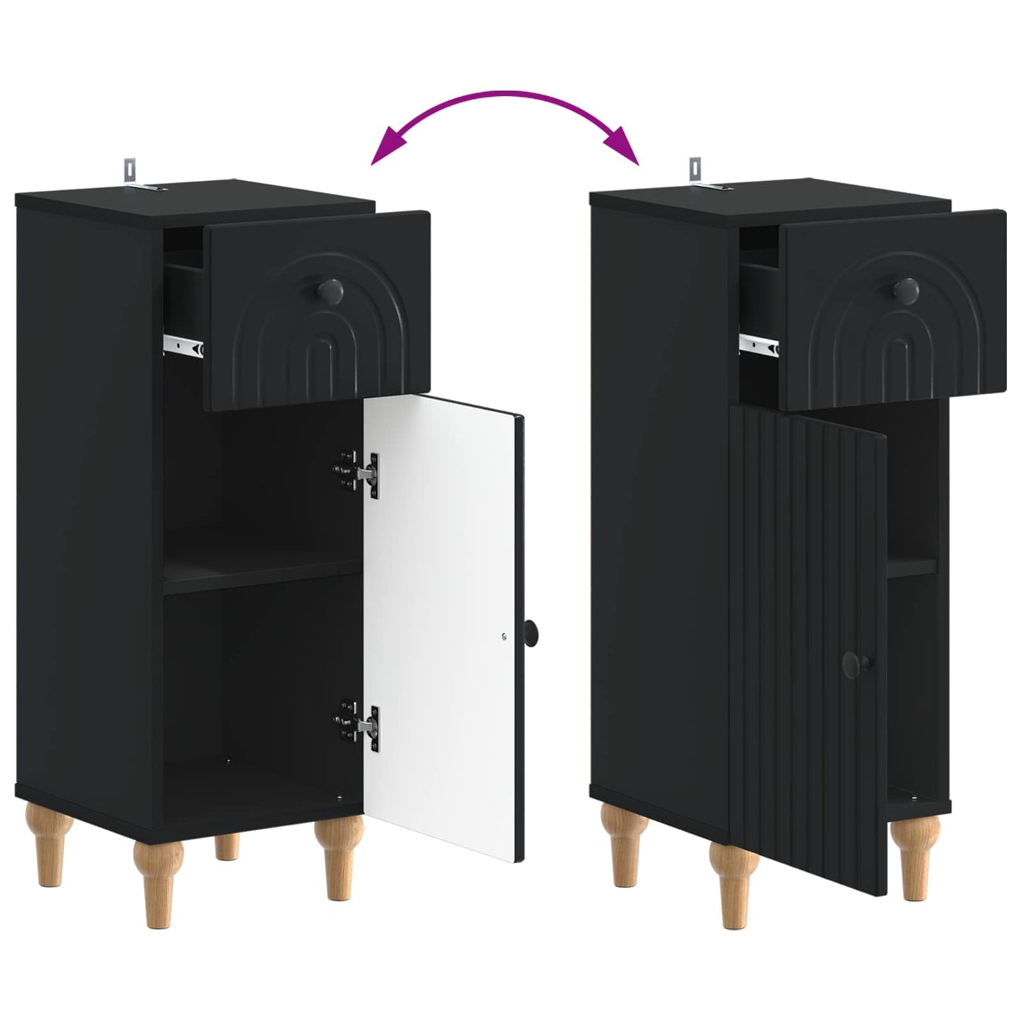 Bathroom Storage Cainet ALKMAAR Black 30 x 31 x 80 cm