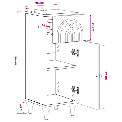 Bathroom Storage Cainet ALKMAAR Black 30 x 31 x 80 cm