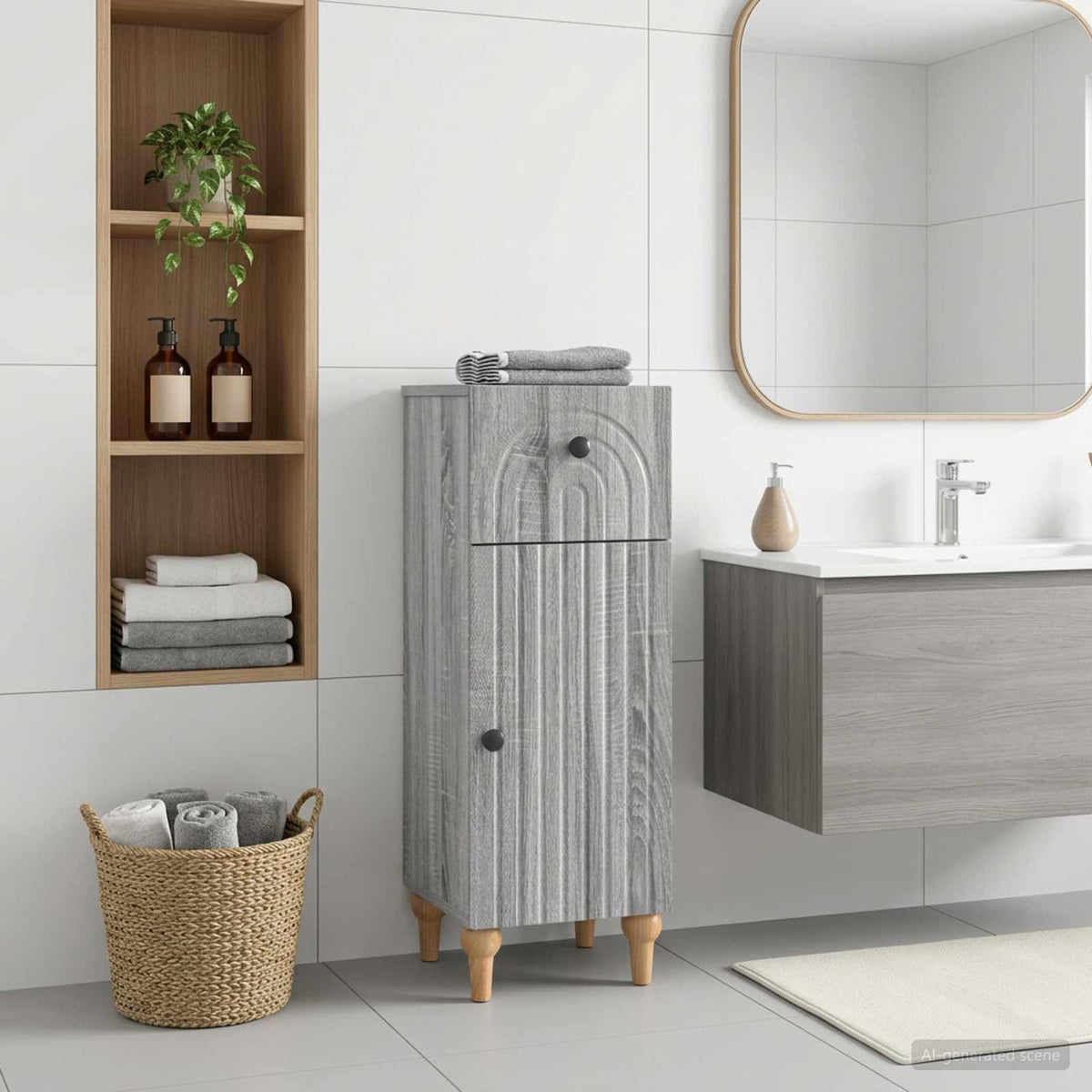 Bathroom Storage Cainet ALKMAAR Grey Sonoma 30 x 31 x 80 cm