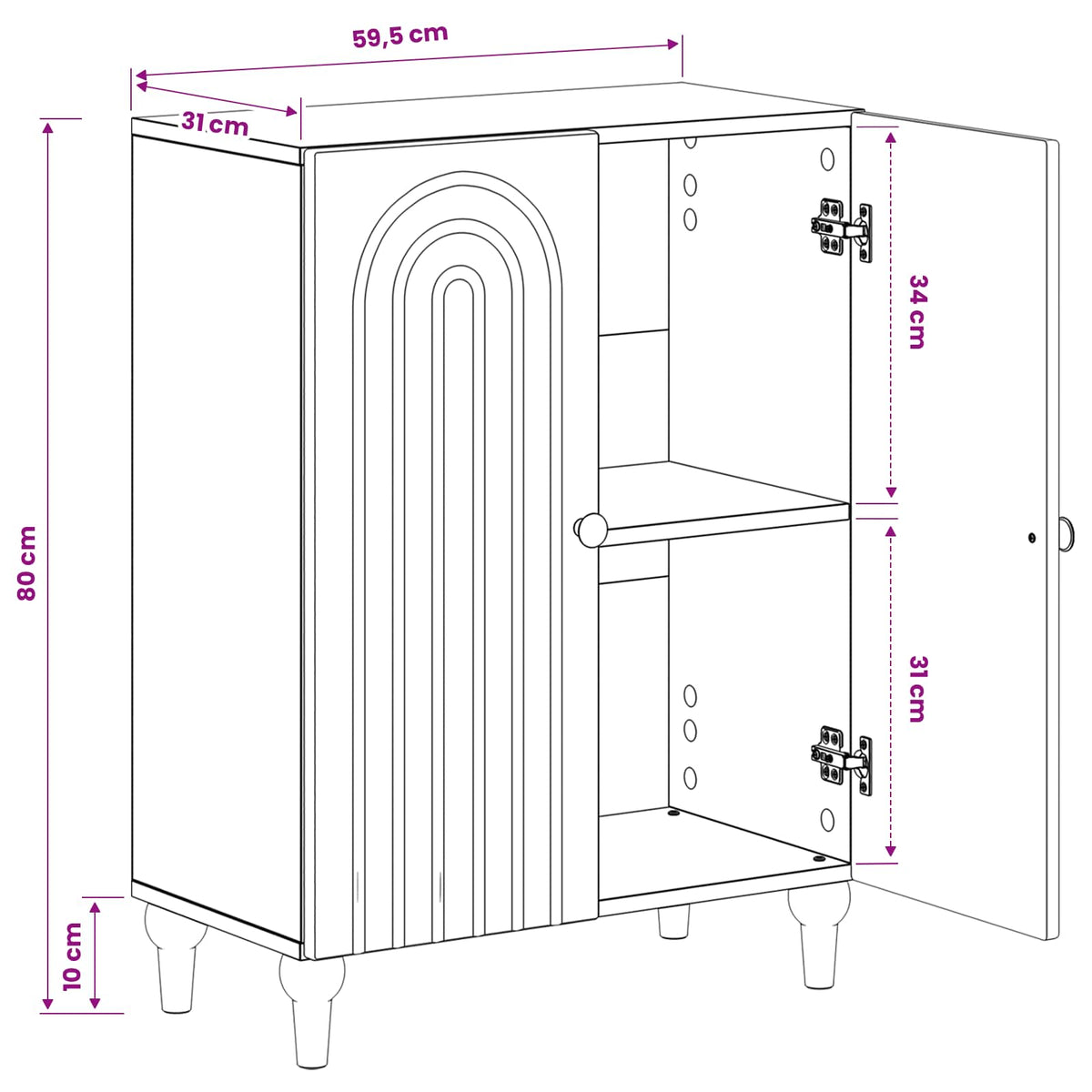 Bathroom Storage Cainet ALKMAAR Sonoma Oak 59.5 x 31 x 80 cm