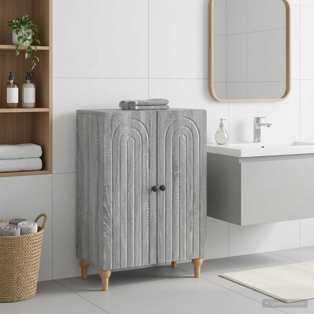 Bathroom Storage Cainet ALKMAAR Grey Sonoma 59.5 x 31 x 80 cm